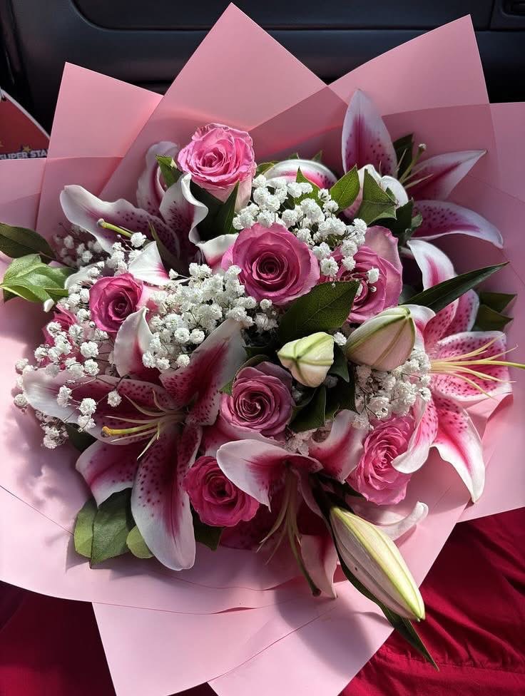 Mixed Fresh and Faux flower bouquet 